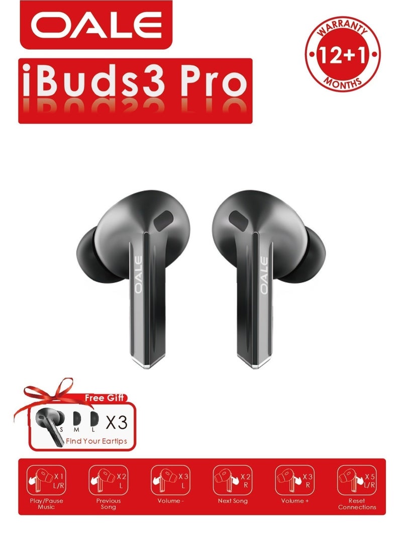 OALE iBuds3 Pro True Wireless Earbuds, Bluetooth 5.4, ENC Noise Cancellation, Clear Calls, Siri Support, Touch Control, Up to 30H Playback - Image 1